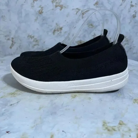 Fitflop Uberknit Womens Sz 6.5 Shoes Black White Slip On Comfort Casual Sneakers - Picture 4 of 13